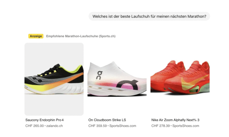 So könnte Shopping Werbung in ChatGPT aussehen.